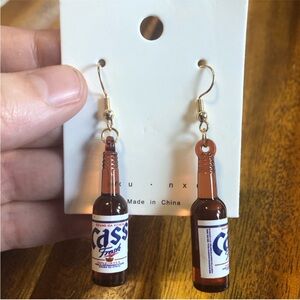 3/$20 Cass Beer Bottle earrings